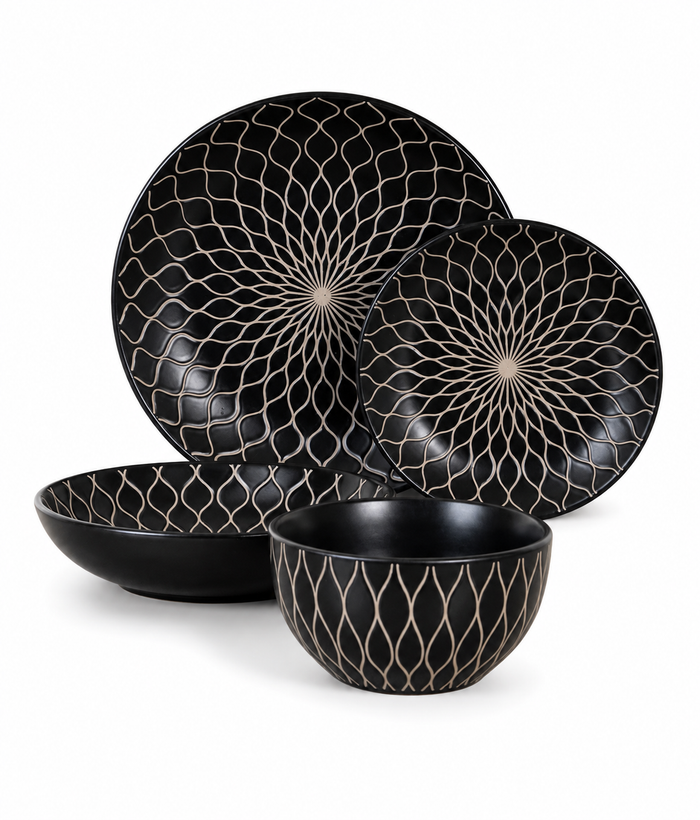 Dorsh Noir Stoneware Set 24 Pcs