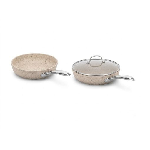 KORKMAZ of 2 Granita Frying Pan 28 cm + Frying Pan 26 cm with Lid