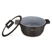 Dorsh Casserole - Ø36 Cm - 13.4 L Proglider Non-stick Marble Ceramic Coated, Die-casting Aluminum Glass Flat Lids with Silicon Rim Removable Silicon Handles Dim: 36xh17.0cm