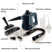 Ariete Portable Steam Cleaner, 1050W, 3.5 Bar, Night Grey