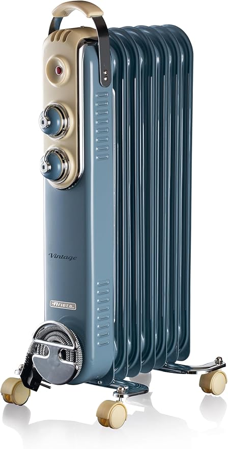 Ariete Vintage Oil Radiator 7 Fins 1500W, Blue