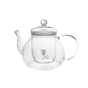 Berlinger Haus Glass Tea Pot with Glass Filter, 1L Black Silver Collection