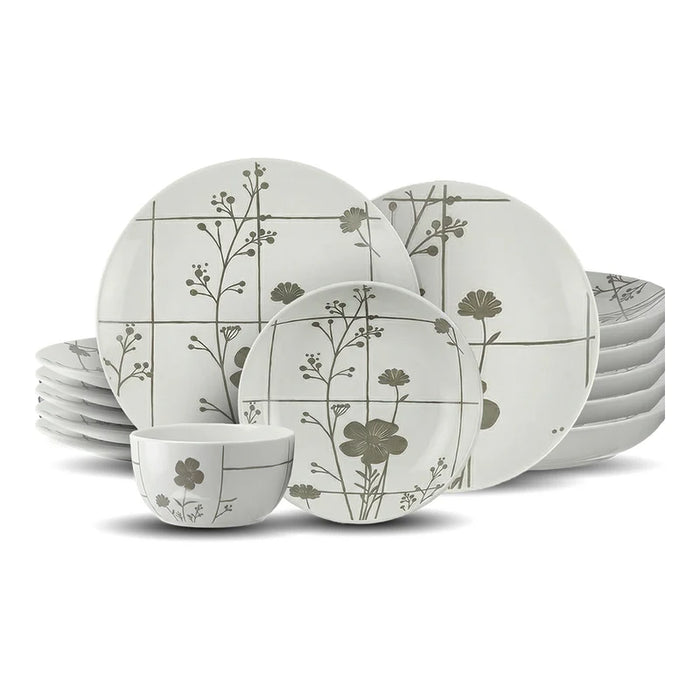Dorsh Flora Grey Stoneware Set 24 Pcs