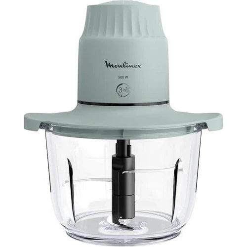Moulinex MINI Chopper 500W 1L 2SP 4 SS Blades Glass