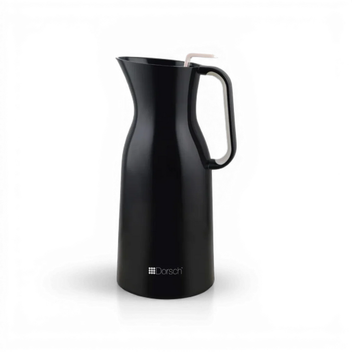 Dorsh Vacuum Jug 1.0L - Black Matt Keep Hot Up to 12 Hr. and Cold Up to 24 Hr. Double Walled Glass Liner Replaceable Bottle