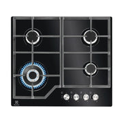 60cm Built-In Gas on Glass Hob with 4 Burners & Cast Iron Grids