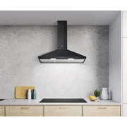 90cm UltimateTaste 300 Chimney Extractor Hood Black