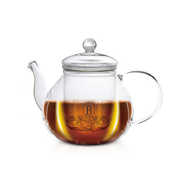 Berlinger Haus Glass Tea Pot with Glass Filter, 1L Black Silver Collection