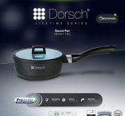Dorsh Sauce Pan Ø18cm - 1.8 L Proglider Non-stick Marble Ceramic Coated Glass Flat Lids with Silicon Rim Dim: 18xh8.3cm