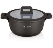 Dorsh Casserole - Ø36 Cm - 13.4 L Proglider Non-stick Marble Ceramic Coated, Die-casting Aluminum Glass Flat Lids with Silicon Rim Removable Silicon Handles Dim: 36xh17.0cm