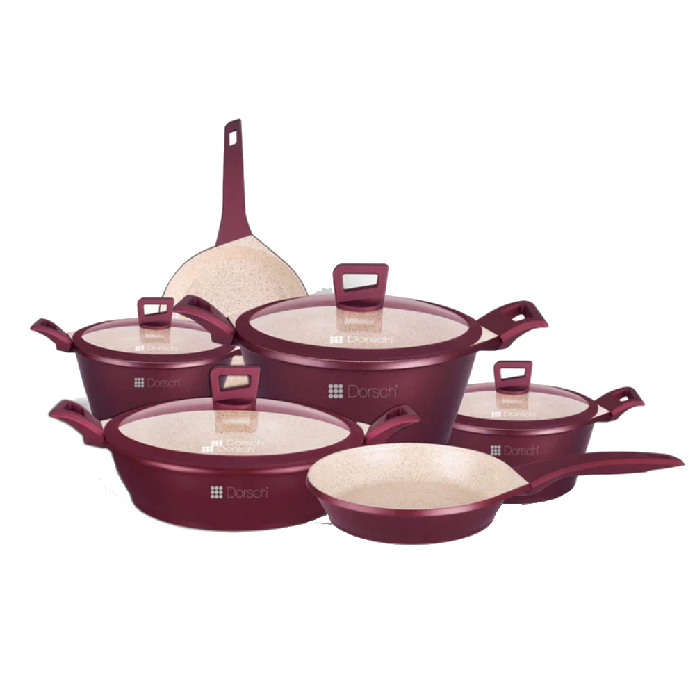Dorsh Ceramic Premium Set - 6 Pcs Casserole - 28 Cm + 24 Cm+ 20 Cm Low Casserole - 28 Cm Fry Pan - 20 Cm + 24 Cm