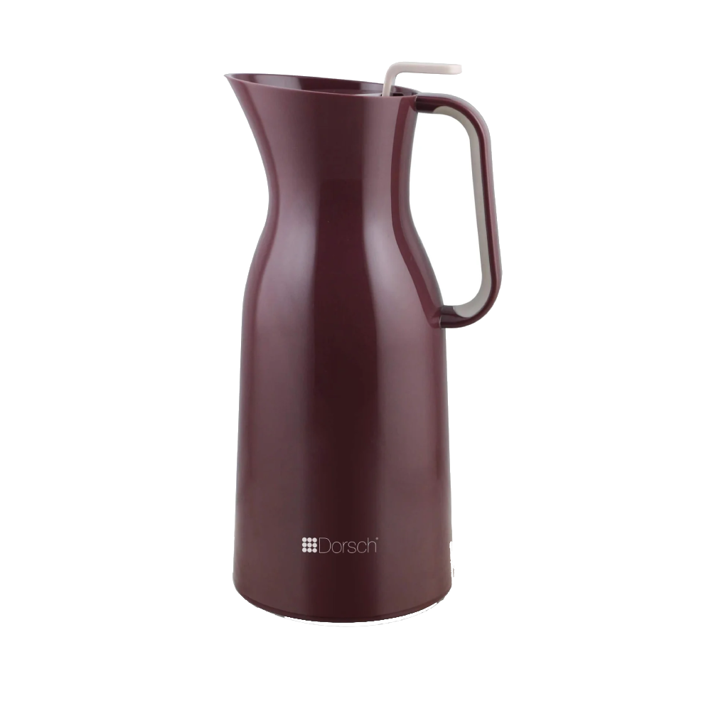 Dorsh Vacuum Jug 1.0L - Burgundy Keep Hot Up to 12 Hr. and Cold Up to 24 Hr. Double Walled Glass Liner Replaceable Bottle