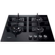 Whirlpool 60cm Built-In Gas Hob – 4 Burners – Black Glass