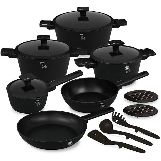 Berlinger Haus Matte Black 15Pcs Cookware Set, Monaco Collection