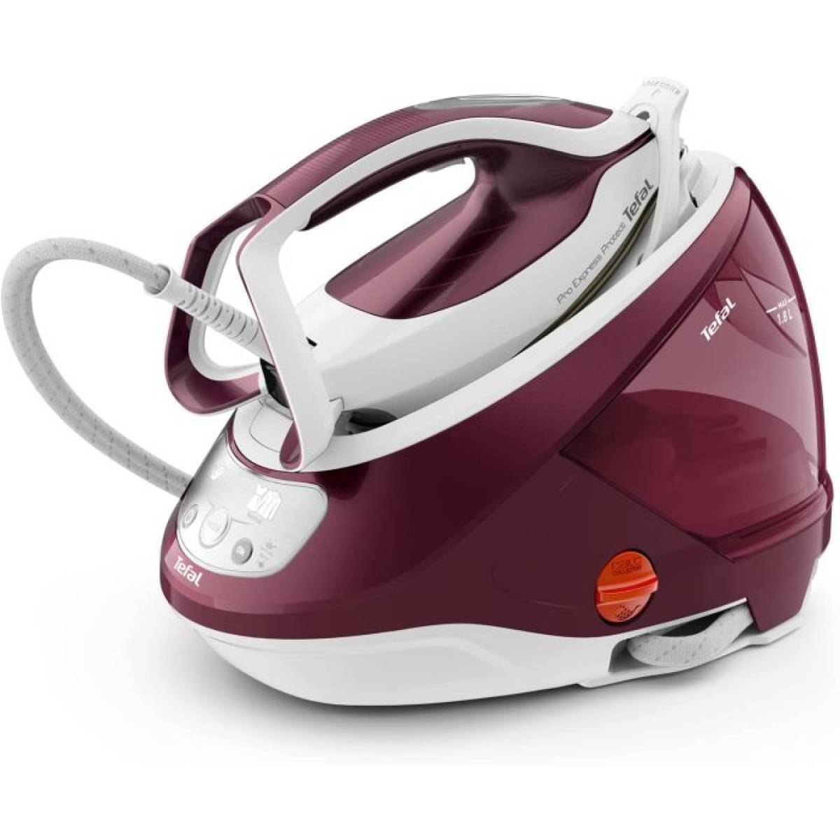 Tefal Pro Express Protect. . 7.5 Bars. Min. Min. Durilium Airglide. Anti Scale. Auto Off