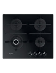 Whirlpool 60cm Built-In Gas Hob – 4 Burners – Black Glass