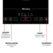 Ariete Single Induction Cooker, 5 Programs, Touch Screen, 2000w