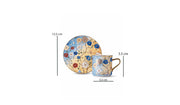 Dorsh Floris Yellow 12 Pcs Coffee Cup Set Gold Handle and Rim
