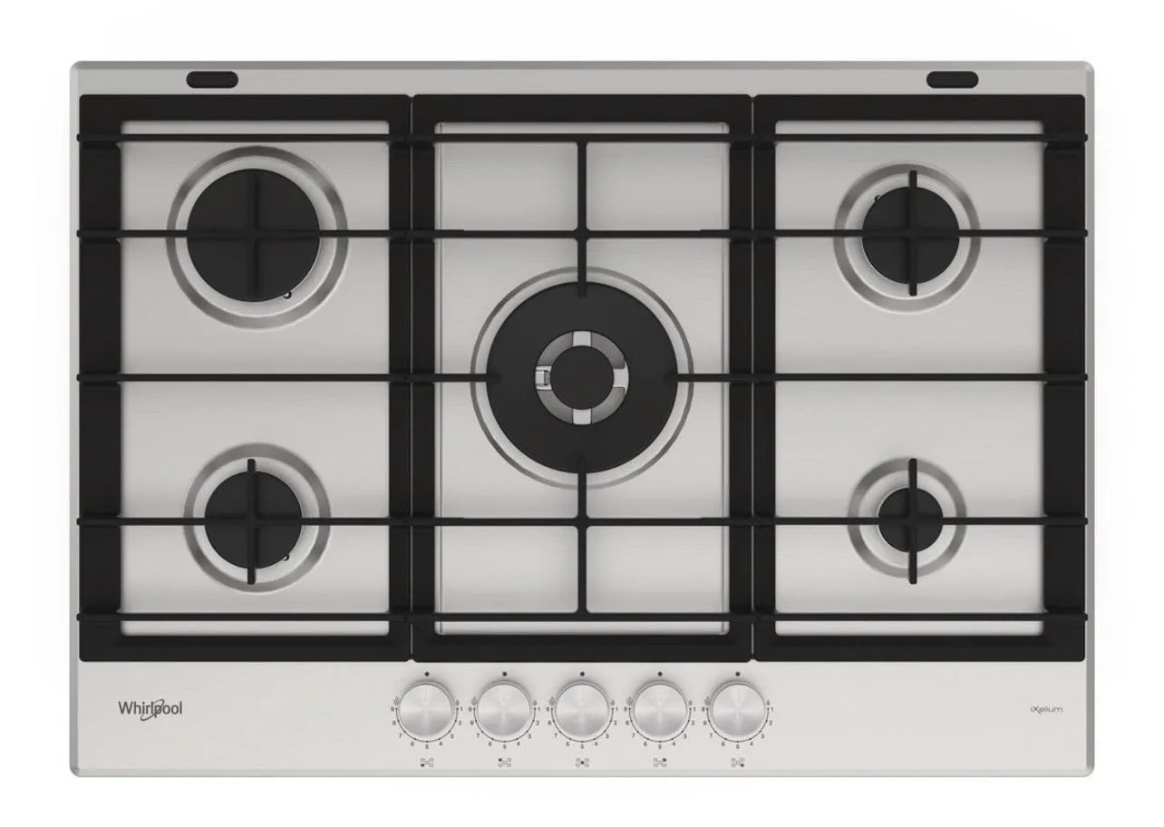Whirlpool cm Built-In Gas Hob – 5 Burners – Stainless Steel