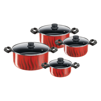 Tefal Tempo Flame - 8pcs Set: Stewpots 18/22/26/30 + Glass Lids